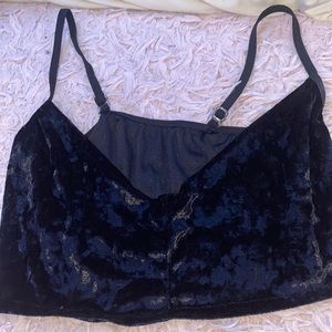 Black velvet tank top/crop top